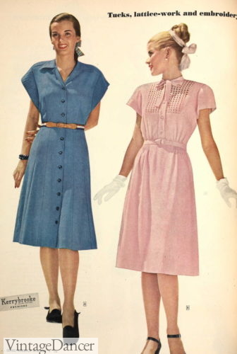 1940s dresses 1948 shirtwaist dresses shirt dresses button down dresses daytime casual