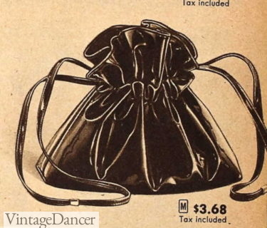 1948 patent leather drawstring bag