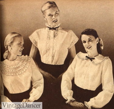 1940s blouses white ruffles Victrorian Gibson Girl Edwardian style