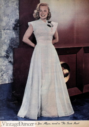 1940s white evening dress June Allyson