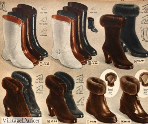 1940s women's 1948 rain and snow boots at VintageDancer
