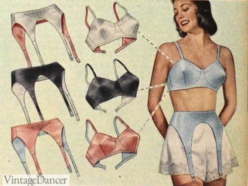 1940s garter belts and bra lingerie sets underwear 40s forties women girls teens
