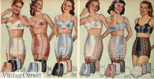 1940s girdles lingerie bra set all colors pink blue white black