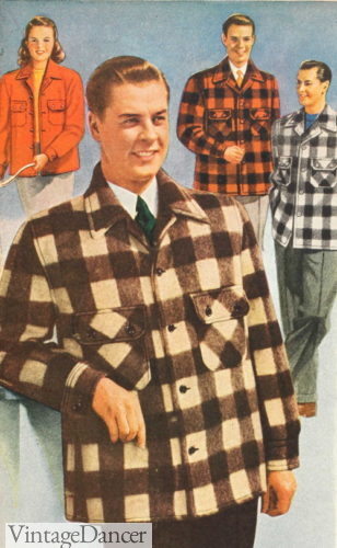 1948 basic shirt-jacket, button down 1950s mens coat