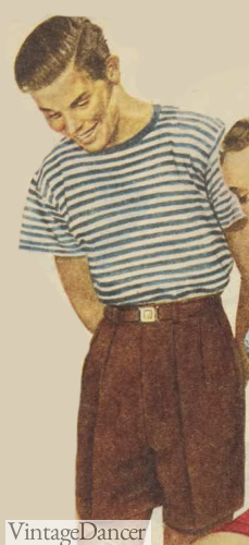 1948 mens stripe T shirt and walking shorts