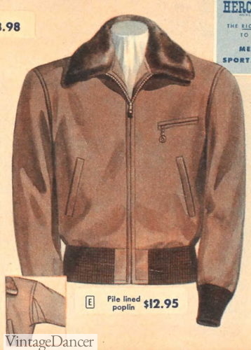 1948mens bomber Pile filed blouse style jacket