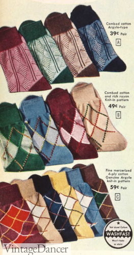1948 men's argyle Rayon socks