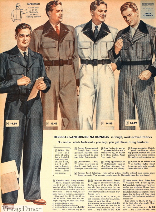 1940s Men's Work Clothes, Casual Wear