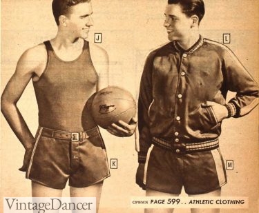 1940s men basketball shorts and shirt with satin jacket
