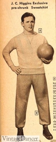 1940s mens sweats sweatpants sweatshirts warm ups track suit