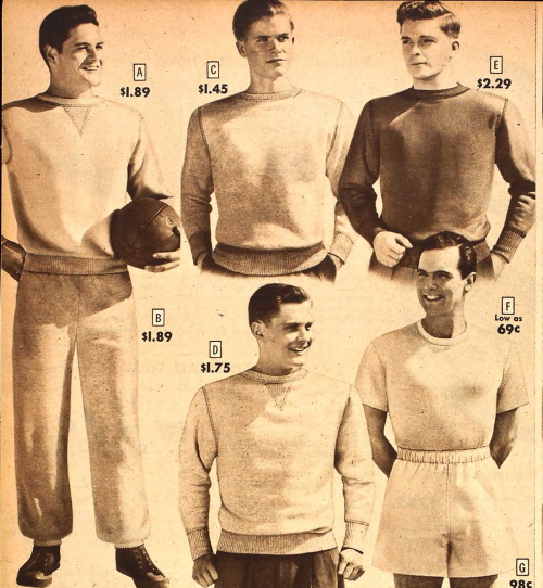 Men's Vintage Gym Clothes 1920s1950s Sweatshirts, Shorts, Tops