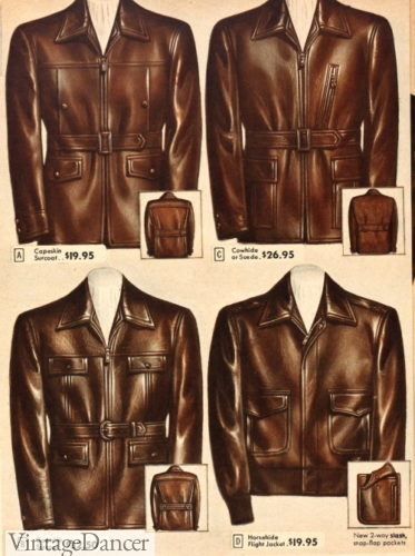 1948 men's leather surcoats 1940s 1950