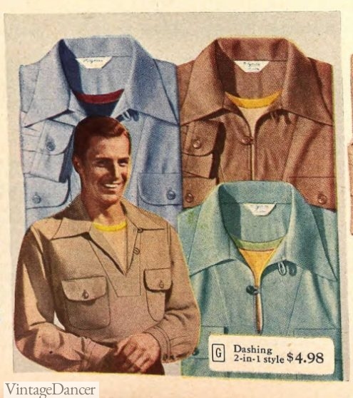 1940s Men's Casual Clothing- Shirts, Trousers, Pullover Vests