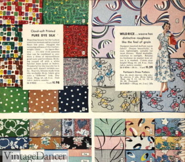 1948 rayon silk and linen abstract prints fabrics 1940s