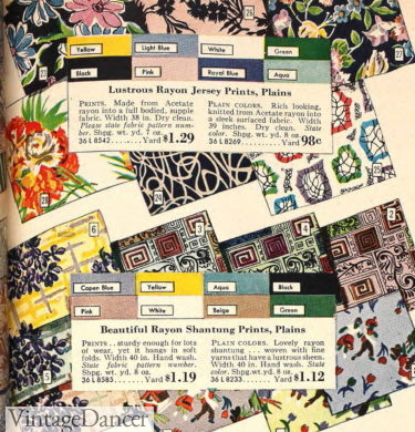1948 rayon shantung fabrics in abstract prints