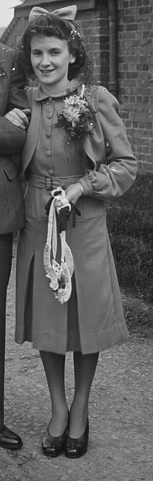 1948 suit with bolero jacket worn to her wedding