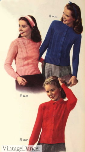 1948 textured cardigan sweaters teenage girls