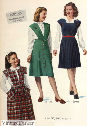 1940s teen girl jumper/pinafore dresses