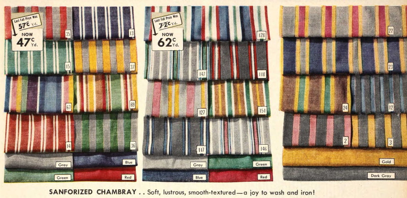 1940s 1950s chambrey fabric