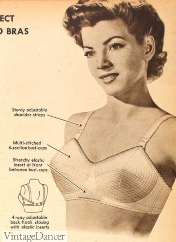 1949 cone bra or bullet bra with circular stitching