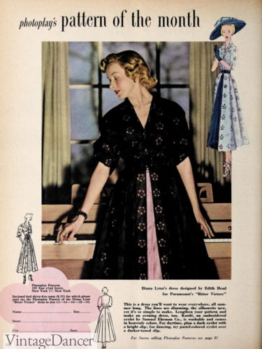 Vintage hostess dress with lace duster 1949