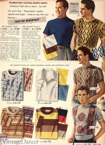 1949 mens knit shirts, novelty patterns