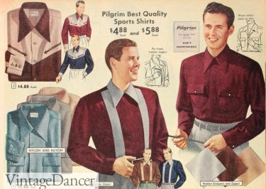 1949 mens colorblock yoke front sport shirts