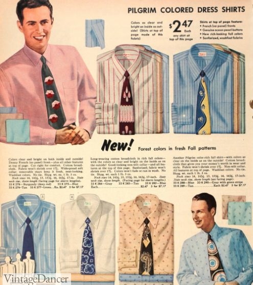 1940s Mens Shirt Styles | Dress Shirts, Casual Shirts