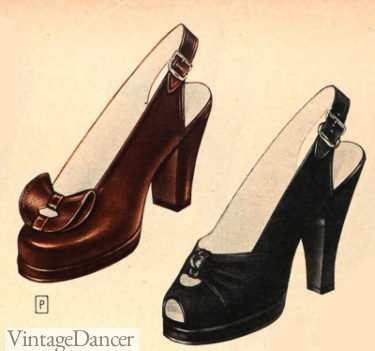 1940s shoes women 1949 slingback shoes with toe decor