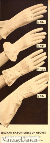 1940s rayon party gloves 1950s