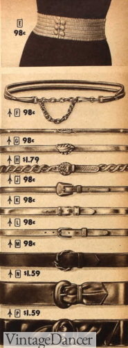 1949 women belts, thin and skinny dress belts