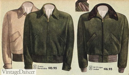 1949 blouse style reversible jackets, and B-15 fur collar jacket