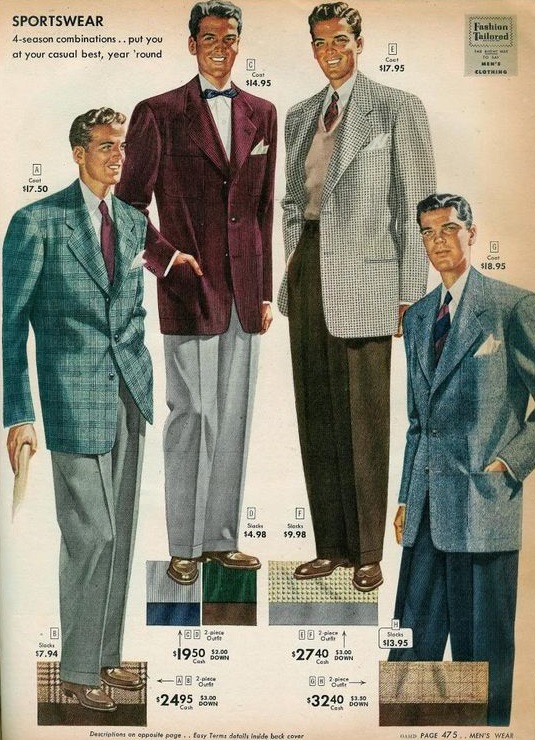 1940s Men's Casual Clothing- Shirts, Trousers, Pullover Vests