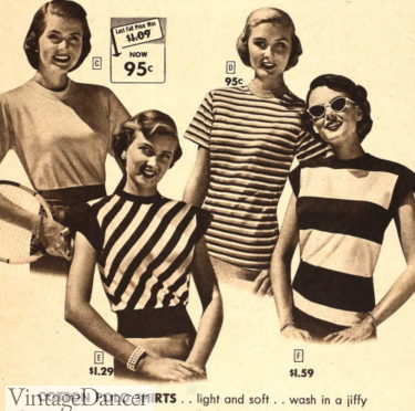 1940s stripes sport shirts knit t shirts tee shirts polo shirts women 1940s 1950s