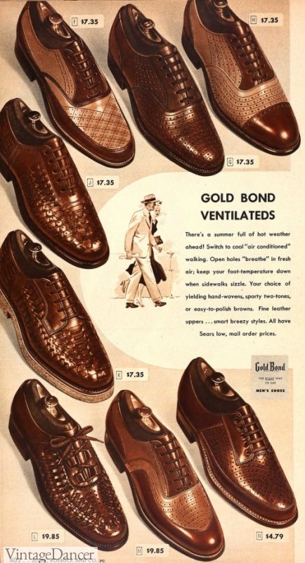 1940s mens shoes for summer 1949 woven leather shoes