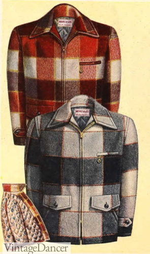 1950 wool surcoat mens winter plaid jackets