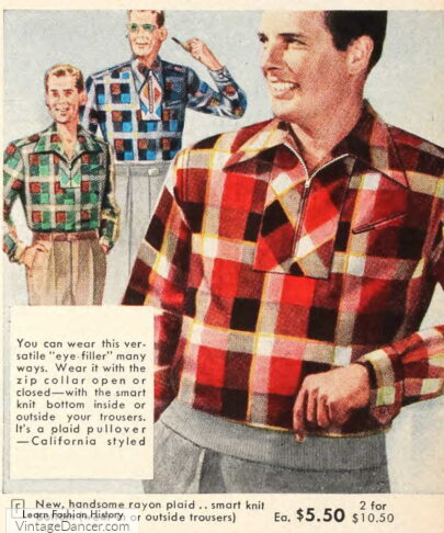 1950s mens winter shirts