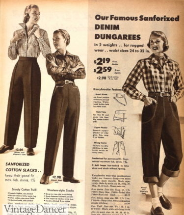 1950 western jeans, pants, plaid shirts