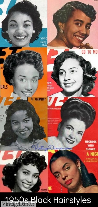 1950s African American Hairstyles, women's 50s black hairstyles