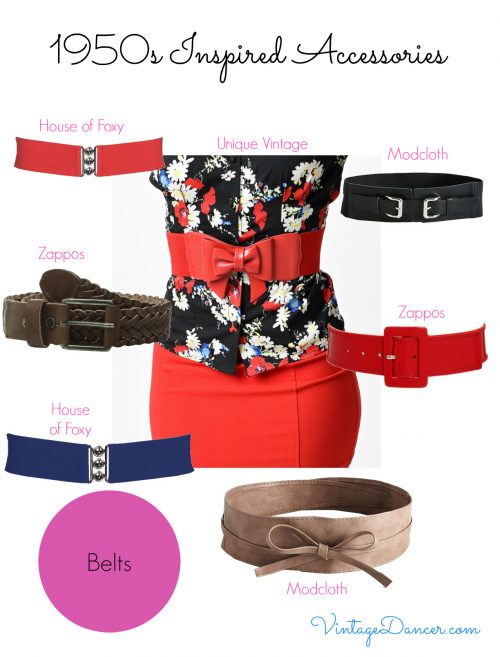Complete your retro look with these fabulous waist cinching belts. VintageDancer.com/1950s