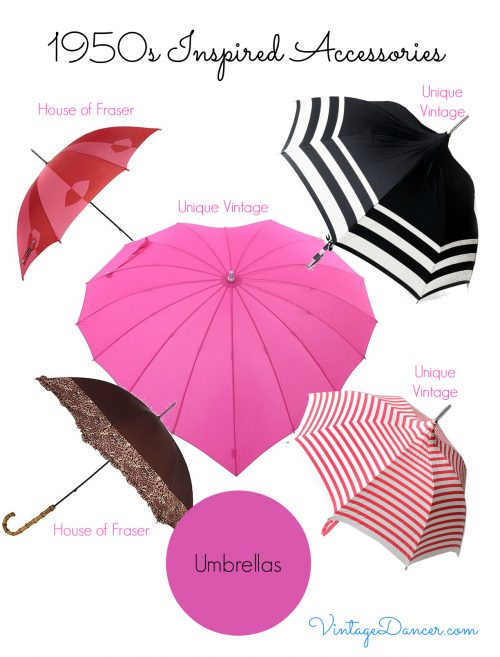 Whether rain or shine, ensure you have the perfect accessory to complete your mid century style! VintageDancer.com/1950s