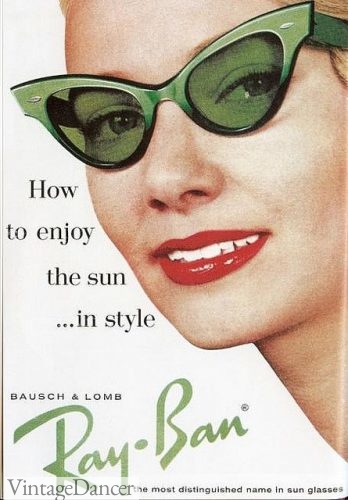 Green lens Ray-ban sunglasses 1950s at VintageDancer