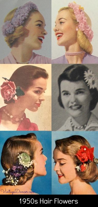 1950s Hair Flower Clips and Wreaths, 50s hairstyle accessories