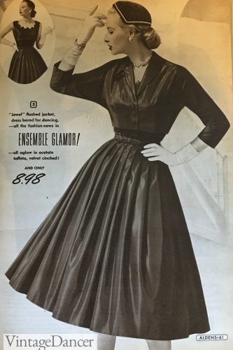 1950s Black cocktail dress with bolero jacket