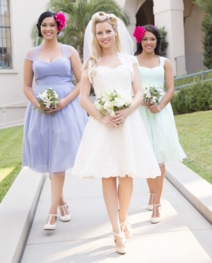 Vintage Bridesmaid Dresses in Tea Length tulle, very 50s!