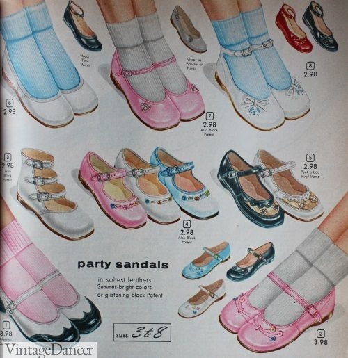 1950s girls shoes, childrens shoes
