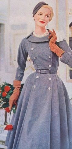 1950s coat dress, double breasted. Charming!