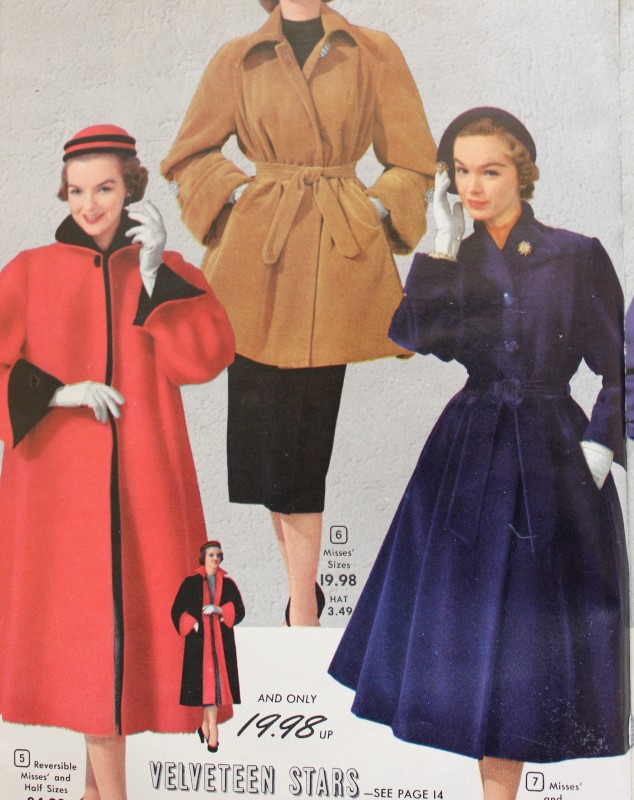 Colorful 1950s Coats in Long, Trench and Swing Styles