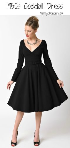 Black 1950s cocktail dresses and party dresses at VintageDancer.com