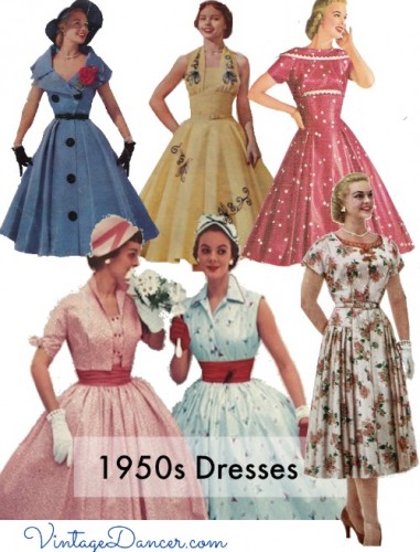 1950s Dresses Styles Learn more about 1950s dress styles at VintageDancer.com